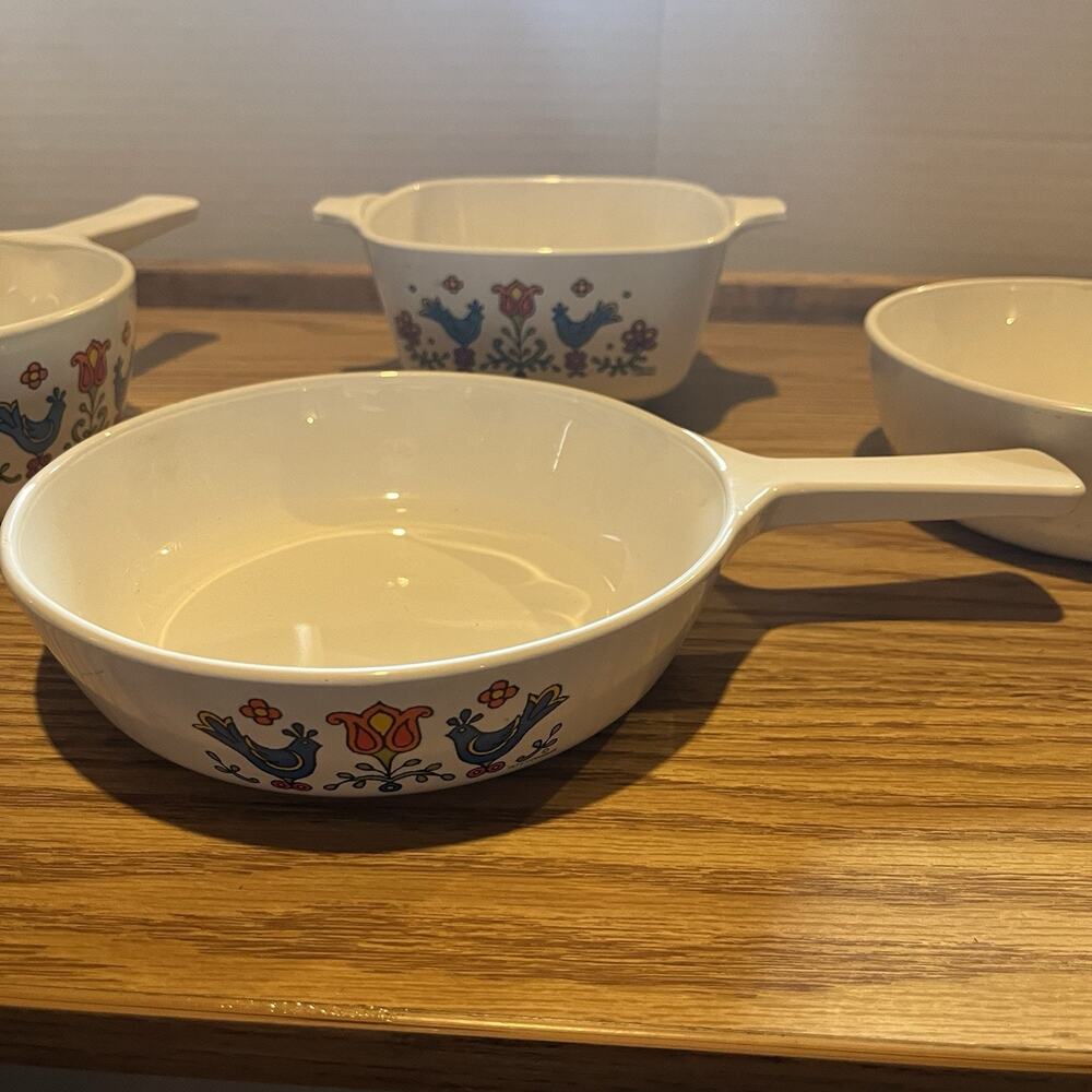 Corning Ware Country Festival Bluebird Pattern Casserole Sauce Dishes Set Of 4 - Picture 5 of 7